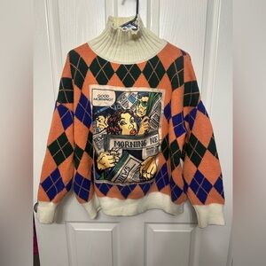 Wendy Argyle Cartoon Graphic Turtleneck Sweater